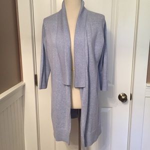 EILEEN FISHER SWEATER CARDIGAN OPEN FRONT BLUE COTTON SIZE M